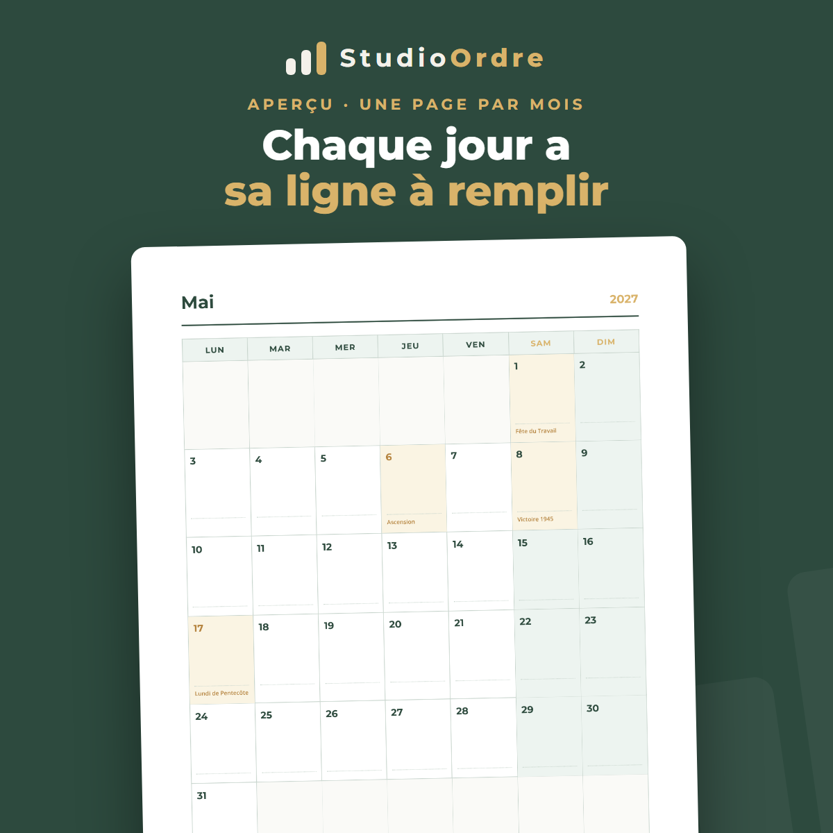 Calendrier 2027 : les 12 mois à imprimer