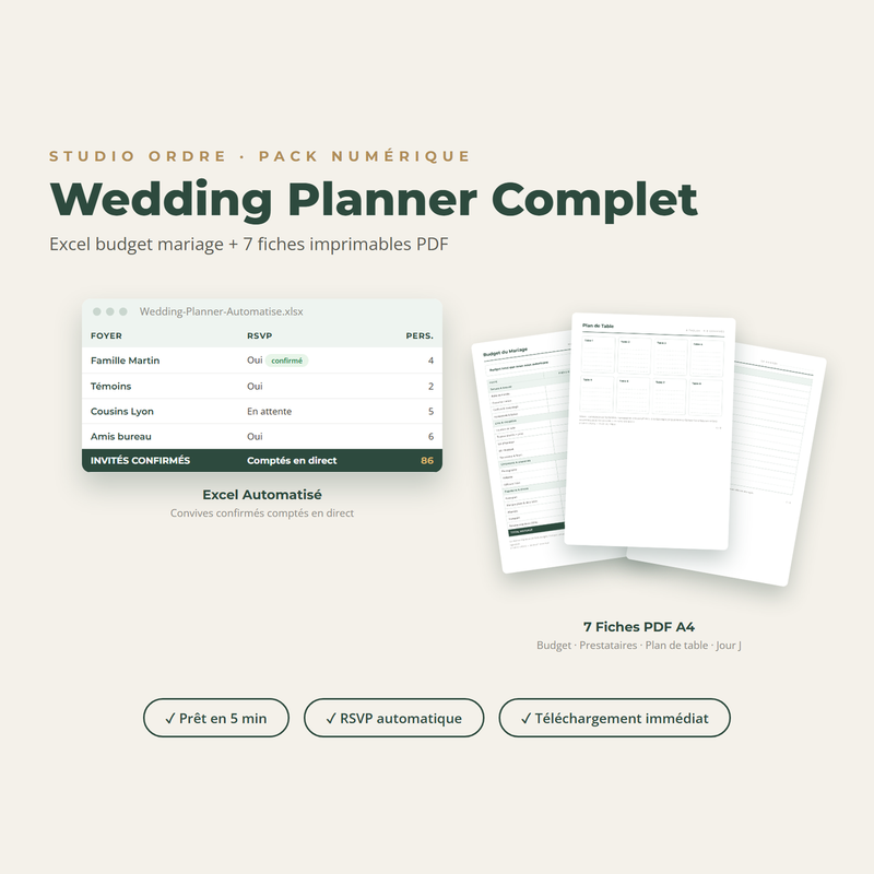 Wedding Planner : Excel mariage et planners